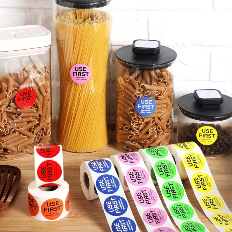 Excefore 6 Rolls, 3000 Pcs 1.5 Inch 'Use First' Inventory Control Labels - Restaurant Food Service Stickers, Disposable Small Circle Labels For Efficient Inventory Management - Image 3