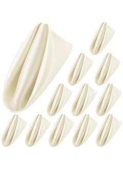 Generic Satin Napkins Square Table Napkins 10 Pcs 17x17" Soft Dinner Napkins Elegant Silk Napkins for Dinner Wedding Parties Soft Smooth Fabric Washable Napkins for Parties Weddings and Dinners (Ivory)  - Image 1