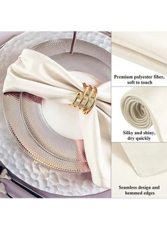 Generic Satin Napkins Square Table Napkins 10 Pcs 17x17" Soft Dinner Napkins Elegant Silk Napkins for Dinner Wedding Parties Soft Smooth Fabric Washable Napkins for Parties Weddings and Dinners (Ivory)  - Image 3
