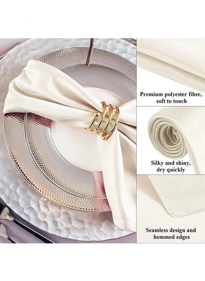 Generic Satin Napkins Square Table Napkins 10 Pcs 17x17" Soft Dinner Napkins Elegant Silk Napkins for Dinner Wedding Parties Soft Smooth Fabric Washable Napkins for Parties Weddings and Dinners (Ivory)  - Image 3