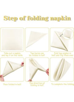 Generic Satin Napkins Square Table Napkins 10 Pcs 17x17" Soft Dinner Napkins Elegant Silk Napkins for Dinner Wedding Parties Soft Smooth Fabric Washable Napkins for Parties Weddings and Dinners (Ivory)  - Image 5