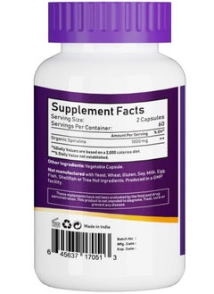 NBL Natural Organic Spirulina 1000mg, Super Green Whole Food Supplement - Double Strength 1000 mg, 120 Tablets  - Image 2