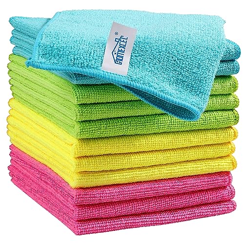 HOMEXCEL Microfiber Cleaning Cloth,12 Pack Cleaning Rags, Cleaning Towels with 4 Color Assorted, 11.5"X11.5"(Green/Blue/Yellow/Pink) - Image 1