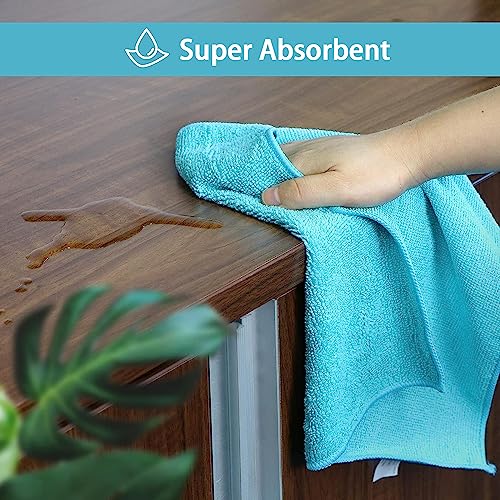 HOMEXCEL Microfiber Cleaning Cloth,12 Pack Cleaning Rags, Cleaning Towels with 4 Color Assorted, 11.5"X11.5"(Green/Blue/Yellow/Pink) - Image 4