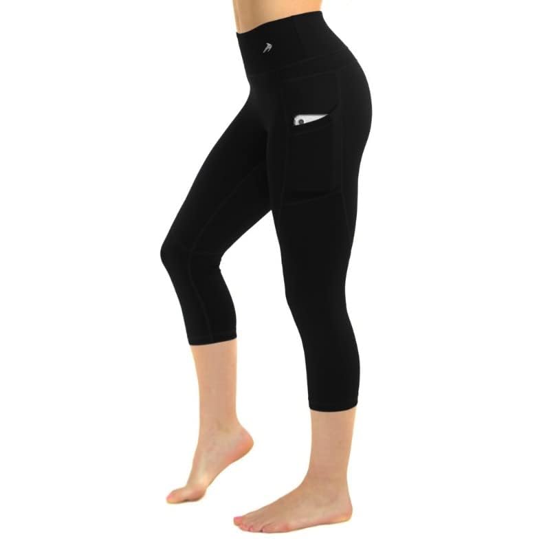 CompressionZ High Waisted Capri Compression Leggings for Women Tummy Control - Workout, Gym, Pilates, Travel, Yoga Pants Pockets Black Medium - Image 2