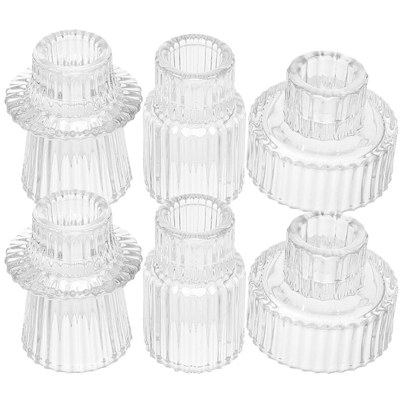 6pcs Glass Candle Holder Vintage Candlestick Holders Decor Party Candle Stick Holders - Image 1