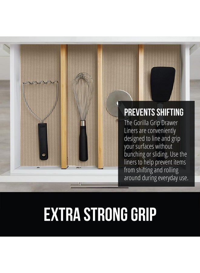 غوريلا جريب بطانة غوريلا جريب باور جريب للأدراج والخزائن، سميكة وقوية التثبيت، بطانات غير لاصقة تحمي خزائن المطبخ والخزانة وأدراج الحمام، سهلة التركيب، بساط يسمح بمرور الهواء، 17.5 بوصة × 20 قدمًا، لون بيج - Image 3