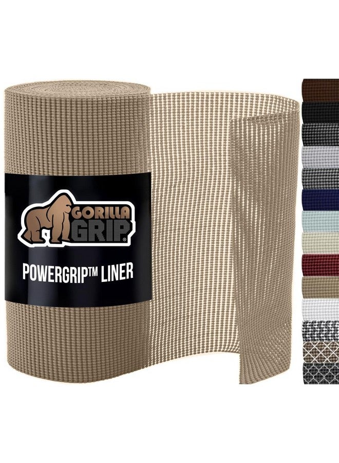 غوريلا جريب بطانة غوريلا جريب باور جريب للأدراج والخزائن، سميكة وقوية التثبيت، بطانات غير لاصقة تحمي خزائن المطبخ والخزانة وأدراج الحمام، سهلة التركيب، بساط يسمح بمرور الهواء، 17.5 بوصة × 20 قدمًا، لون بيج - Image 1