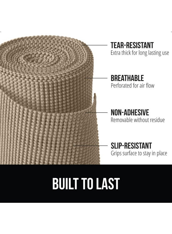 غوريلا جريب بطانة غوريلا جريب باور جريب للأدراج والخزائن، سميكة وقوية التثبيت، بطانات غير لاصقة تحمي خزائن المطبخ والخزانة وأدراج الحمام، سهلة التركيب، بساط يسمح بمرور الهواء، 17.5 بوصة × 20 قدمًا، لون بيج - Image 2