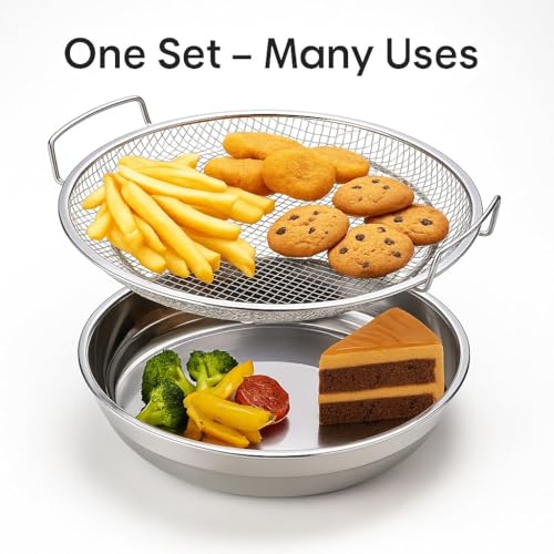 Kruvad Stainless Steel Mesh Colander Bowl Set Oil Draining Basket for Fries Foods & Snacks Compact Space-Saving Kitchen Strainer Drip Tray Lightweight & Easy Storage for Healthy Cooking Kitchen - Image 3