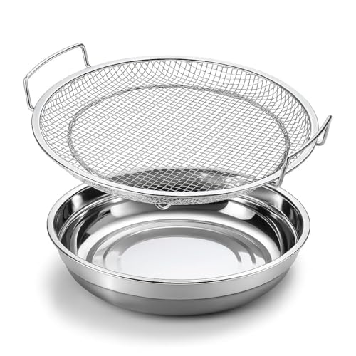 Kruvad Stainless Steel Mesh Colander Bowl Set Oil Draining Basket for Fries Foods & Snacks Compact Space-Saving Kitchen Strainer Drip Tray Lightweight & Easy Storage for Healthy Cooking Kitchen - Image 1