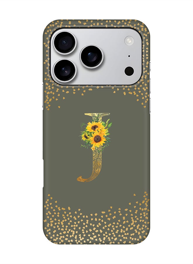 Stylizedd For iPhone 17 Pro,Case, [Compatible with MagSafe] Magnetic cover Slim fit Protection Matte, - Custom Floral Monogram - J  (Olive Green )