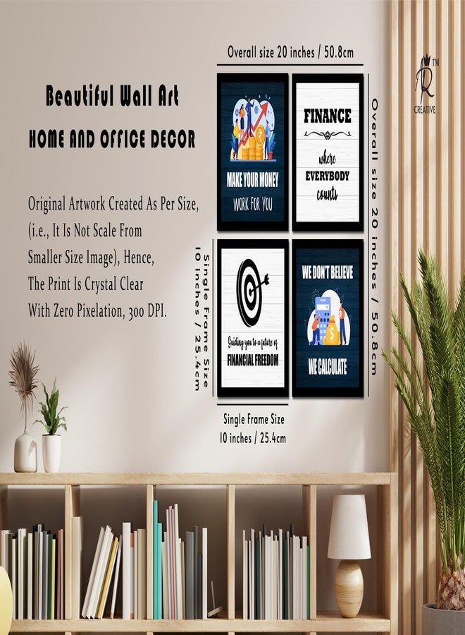 AR Creative Make Your Money - Accounting Finance CA Quotes, Motivational Quote Framed Wall Poster, Inspirational Quotes Print with Frame, Home, Office Decor (10 inch x 10 inch), Set Of 4 - Image 5