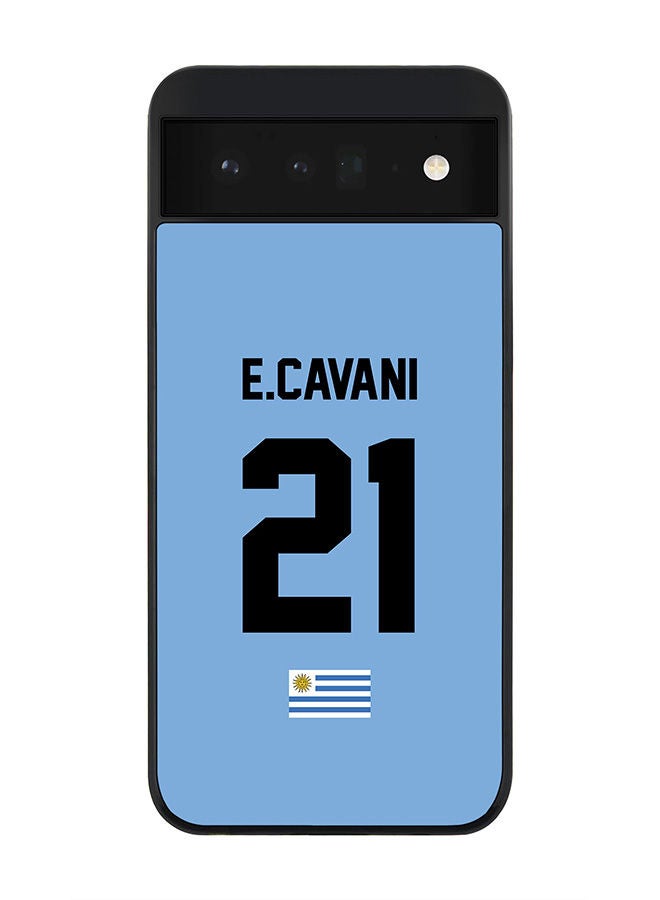 Stylizedd Rugged Black edge case for Google Pixel 6 5G Slim fit Soft Case Flexible Rubber Edges Anti Drop TPU Gel Thin Cover - Football Team - Uruguay  Player Name - E.Cavani - Image 1