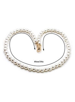 Generic 2pcs Round Pearl Beads Replacement Belt, Handbag Arm Accessories Chain Belt with Metal Buckle Closure (60cm 24inch)  - Image 3