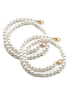 Generic 2pcs Round Pearl Beads Replacement Belt, Handbag Arm Accessories Chain Belt with Metal Buckle Closure (60cm 24inch)  - Image 1