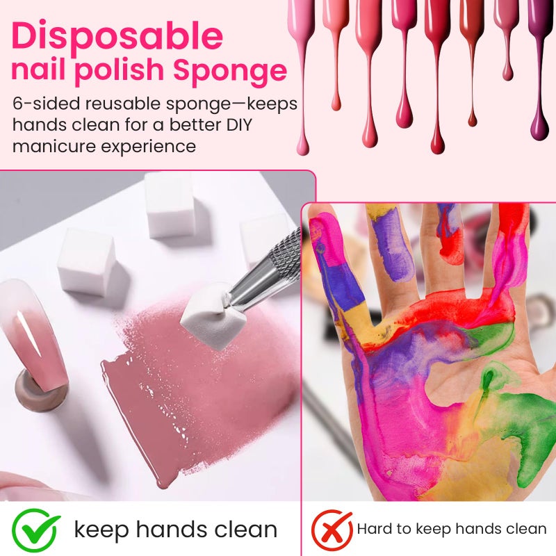 ESUOHYM 150 PCS Soft Nail Sponges For Ombre and Aura with Grabbing Pen Nail Art Brushes for Blending Ombre Gel Nail Tech Design Manicure Tools Accessories Supplies for Salon and Home White - Image 5