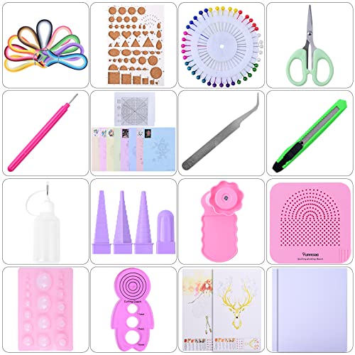 YURROAD Quilling Paper Set with 900pcs 5mm Quilling Paper Strips Filigree Tool Kit and Quilling Board Slotted Pen Curling Coach Crimper - Image 2