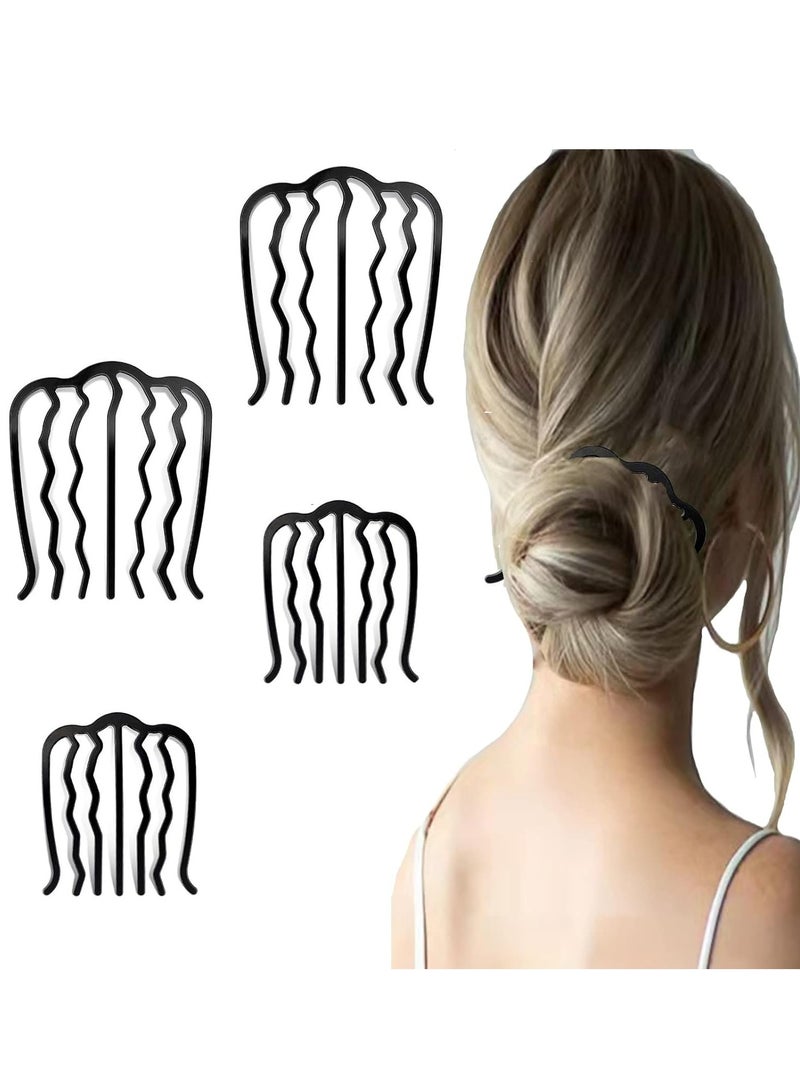 أوزيغالور 4 قطع إكسسوارات شعر معدنية على شكل حرف U من سبائك معدنية - مشابك شعر سوداء ذات شوكة سوداء، أمشاط جانبية، دبابيس تسريحة شعر على شكل حرف U - Image 1