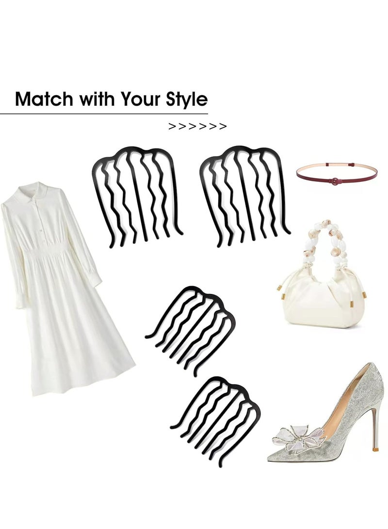 أوزيغالور 4 قطع إكسسوارات شعر معدنية على شكل حرف U من سبائك معدنية - مشابك شعر سوداء ذات شوكة سوداء، أمشاط جانبية، دبابيس تسريحة شعر على شكل حرف U - Image 2