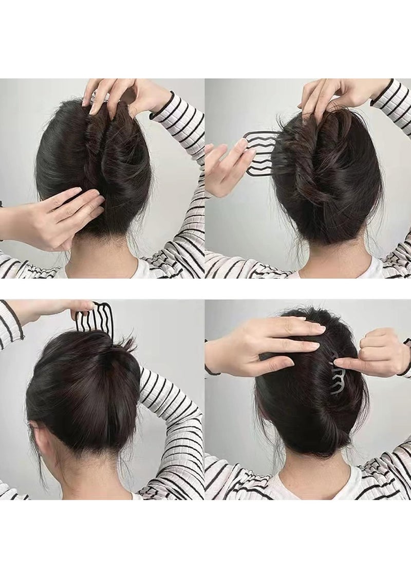 أوزيغالور 4 قطع إكسسوارات شعر معدنية على شكل حرف U من سبائك معدنية - مشابك شعر سوداء ذات شوكة سوداء، أمشاط جانبية، دبابيس تسريحة شعر على شكل حرف U - Image 4