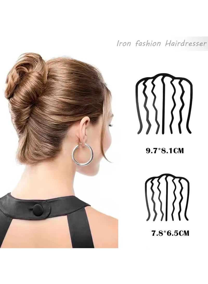 أوزيغالور 4 قطع إكسسوارات شعر معدنية على شكل حرف U من سبائك معدنية - مشابك شعر سوداء ذات شوكة سوداء، أمشاط جانبية، دبابيس تسريحة شعر على شكل حرف U - Image 5