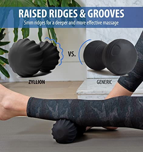 Zyllion Vibrating Peanut Massage Ball with 4 Modes Cordless Rechargeable Electric Deep Tissue Massager Roller for Muscle Pain Relief Black ZMA30 - Image 5