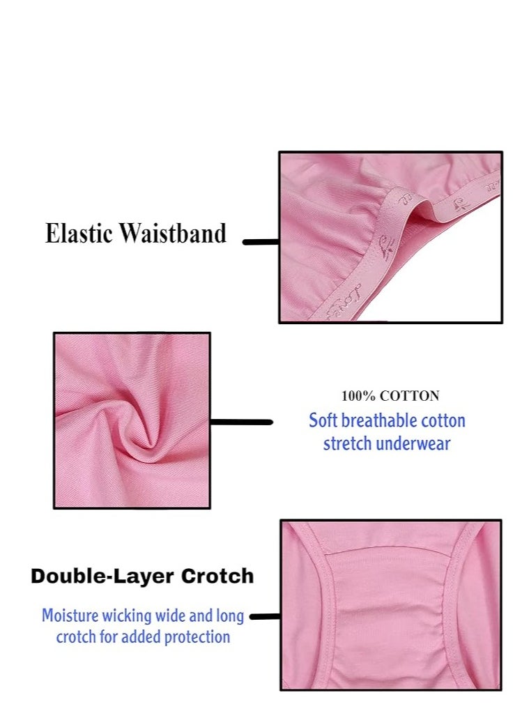 Love Bell Love Bell Premium Cotton Four-way stretch Panties - MULTIPACK - Regular and Plus Sizes - Classic Briefs for Women (UAE/KSA, Alpha, M, Regular, Regular, Pastel Plain - 6 Pcs Pack)  - Image 4