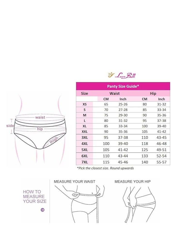 Love Bell Premium Cotton Four-way stretch Panties - MULTIPACK - Regular and Plus Sizes - Classic Briefs for Women (UAE/KSA, Alpha, M, Regular, Regular, Pastel Plain - 6 Pcs Pack)