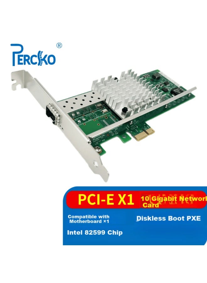 Percko Pcie X1 10g Network Card Single Optical Port Fiber 10g Sfp+ Intel 82599 Chip X520da1 Pxe Boot Pcie X1 - Image 1