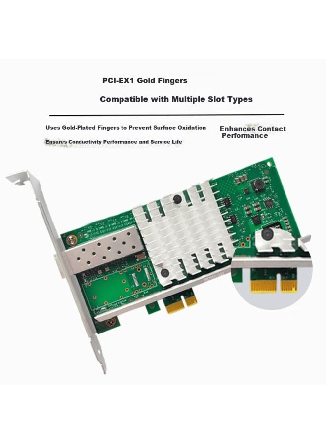 Percko Pcie X1 10g Network Card Single Optical Port Fiber 10g Sfp+ Intel 82599 Chip X520da1 Pxe Boot Pcie X1 - Image 2