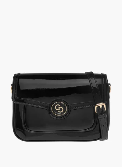 Celeste Womens Solid Crossbody Bag With Detachable Strap And Flap Closure
