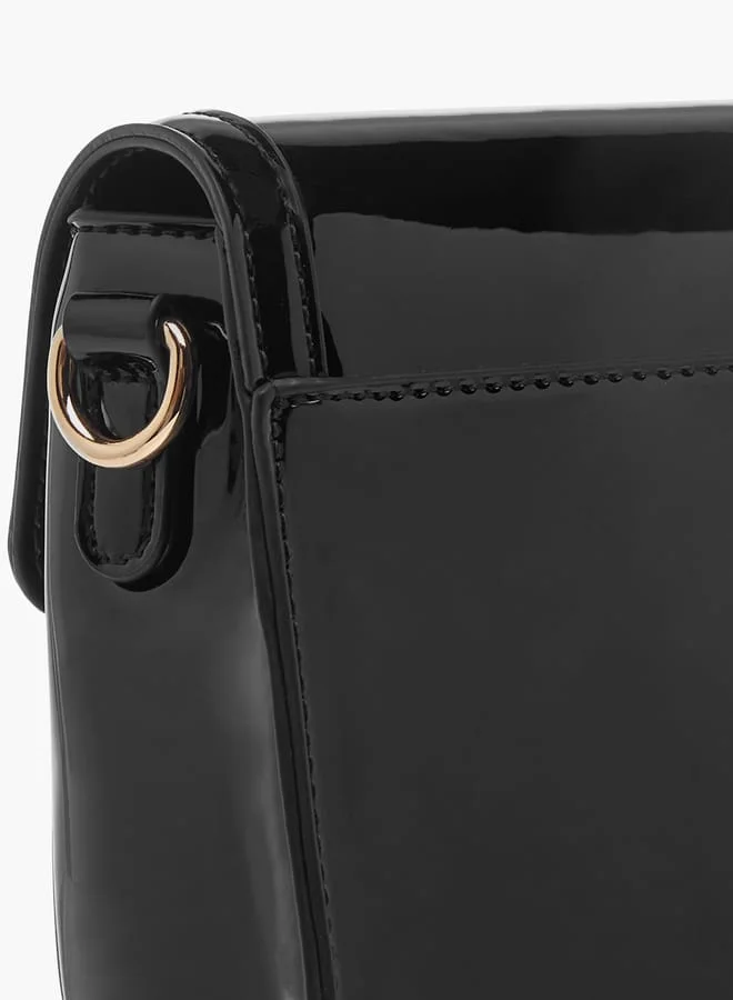 Celeste Womens Solid Crossbody Bag With Detachable Strap And Flap Closure