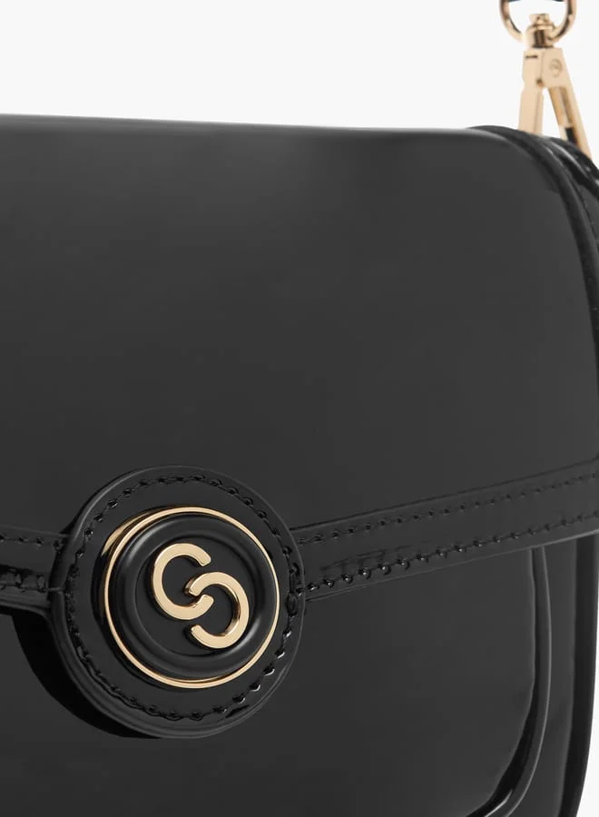 Celeste Womens Solid Crossbody Bag With Detachable Strap And Flap Closure