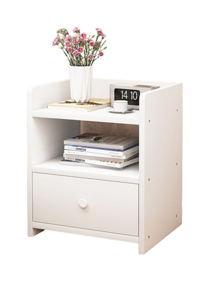 Sharpdo Nightstands Home Bedside Storage Cabinet with Drawer and Shelf (33*26*40cm) - Image 1