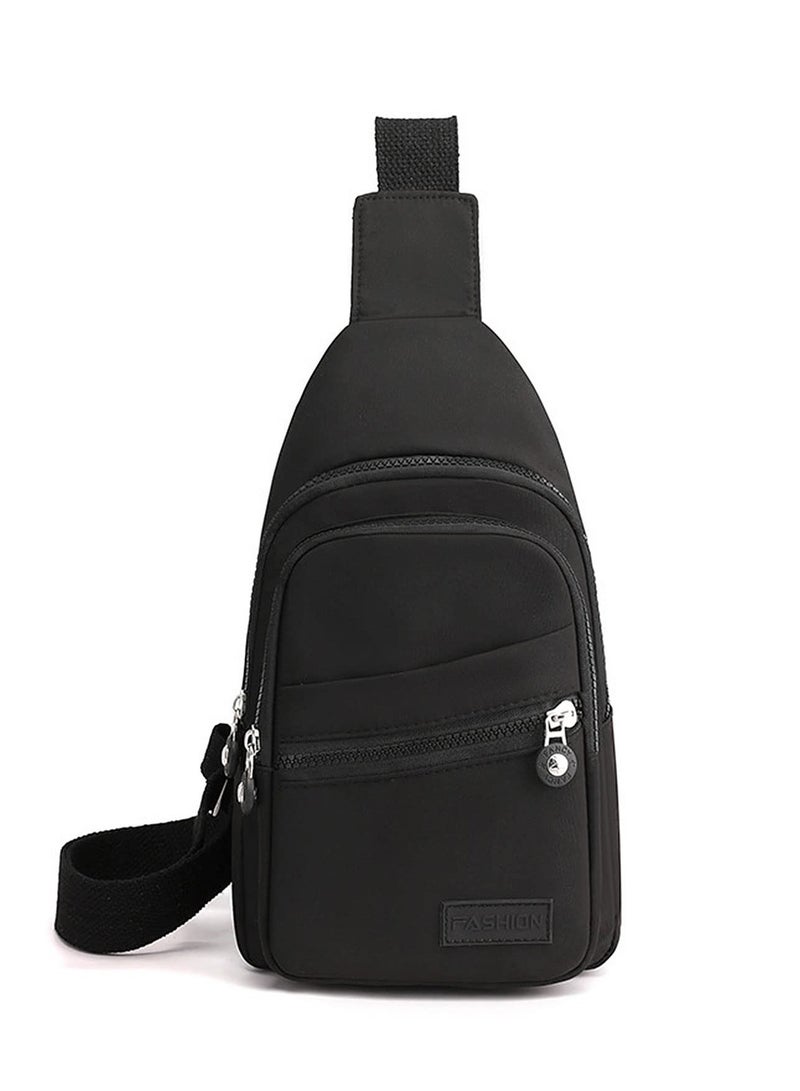Sling Bag Backpack, Anti Theft Chest Shoulder Bag Crossbody Gym Daypack with Earphone Hole for Outdoor Cycling Travel Hiking Men Women(BLACK) - Image 1