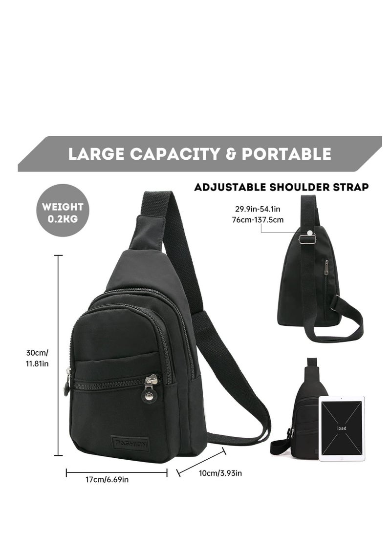 Sling Bag Backpack, Anti Theft Chest Shoulder Bag Crossbody Gym Daypack with Earphone Hole for Outdoor Cycling Travel Hiking Men Women(BLACK) - Image 2