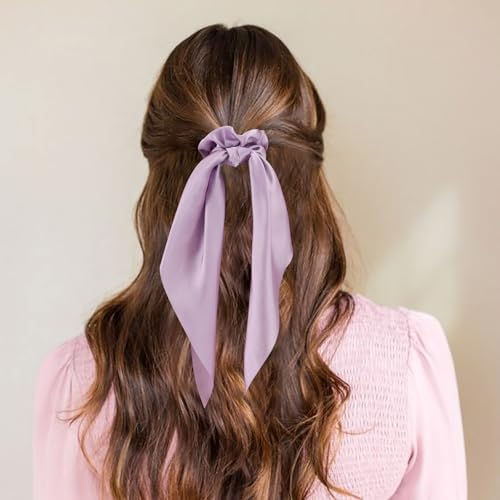 Glaudmeiss 6 PCS Bow Silk Scrunchies, Hair Ties with Bow, Hair Scrunchies for Women Girls, Knotted Bow Silk Hair Ties, Satin Hair Ribbon Scrunchy Elastic Hair Tie Accessories Christmas Gifts - Image 2