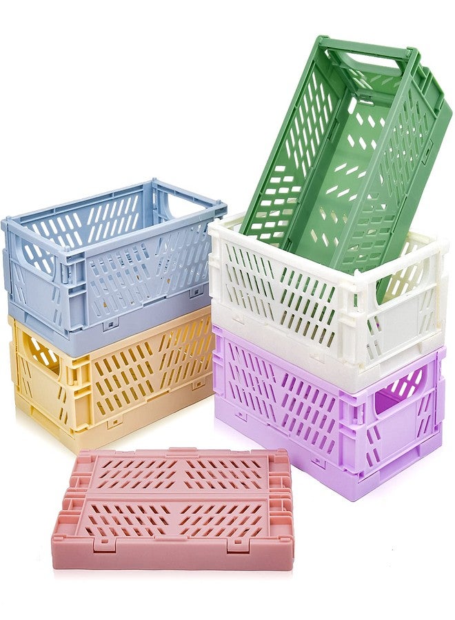 Eschen 6-Pack Mini Plastic Storage Basket for Shelves Organizing, Small Basket Folding Plastic Crate Compact Storage Bin Organization for Classroom Home Kitchen Office,Christmas/New Year's/Thanksgiving Gifts - Image 1