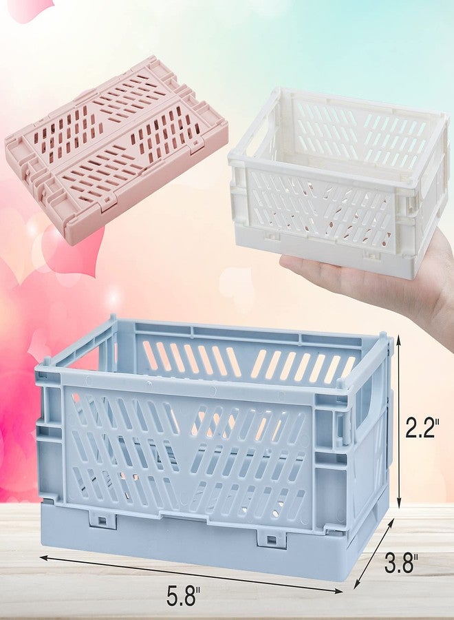 Eschen 6-Pack Mini Plastic Storage Basket for Shelves Organizing, Small Basket Folding Plastic Crate Compact Storage Bin Organization for Classroom Home Kitchen Office,Christmas/New Year's/Thanksgiving Gifts - Image 2
