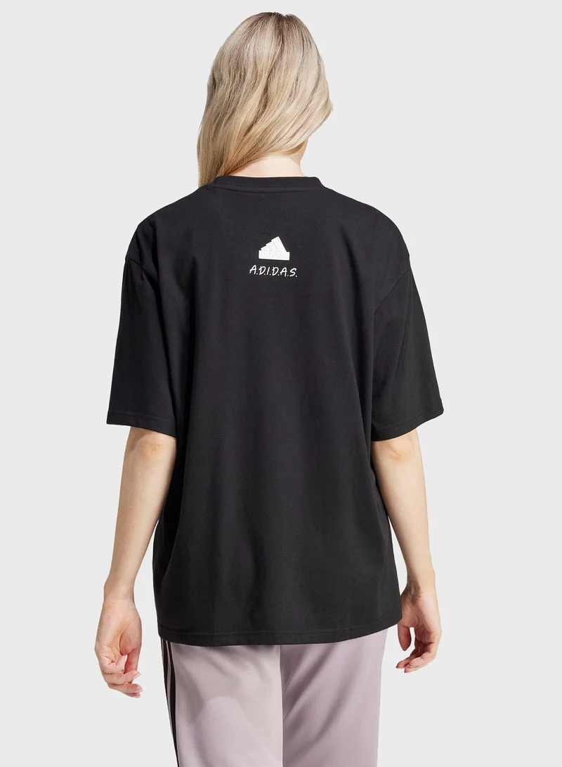 adidas تيشيرت كبير الحجم أول داي
