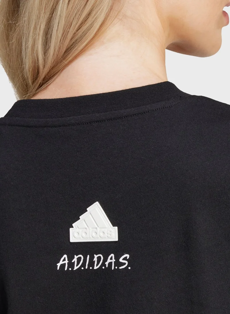 adidas تيشيرت كبير الحجم أول داي