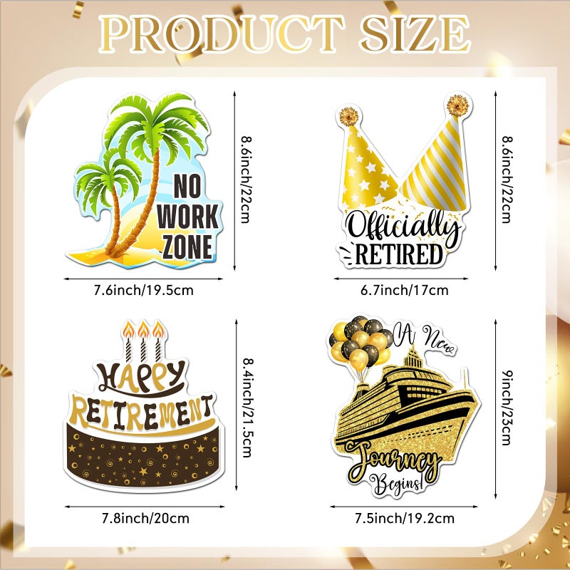Hoteam 4 Pcs Retirement Cruise Door Decorations Magnetic Large Happy Retirement Cruise Ship Door Magnets Funny Waterproof Nautical Magnets for Carnival Cabin Stateroom Fridge Car - Image 2