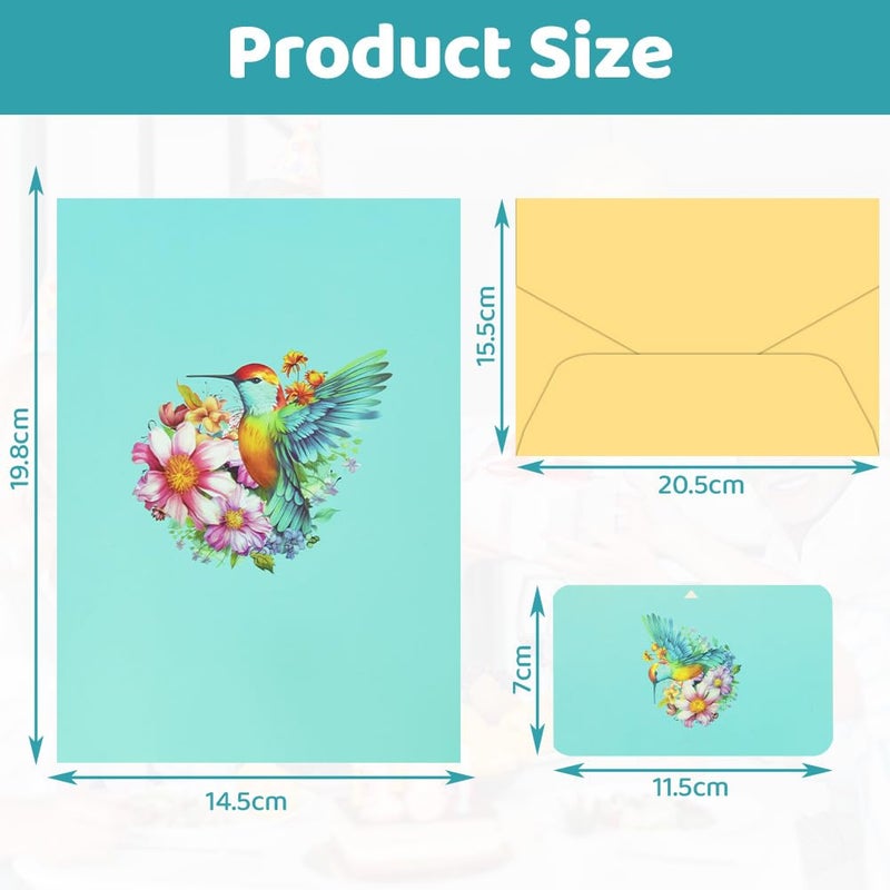 OFFCUP Pop Up Card Flowers, Peonies and Birdie Greeting Card Flower 3D Pop-up with Envelope Exquisite Surprise Birthday Card Gift for Mom Girlfriend Grandma - Image 2