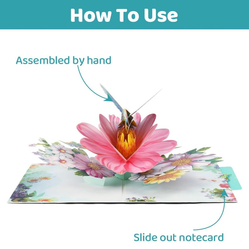 OFFCUP Pop Up Card Flowers, Peonies and Birdie Greeting Card Flower 3D Pop-up with Envelope Exquisite Surprise Birthday Card Gift for Mom Girlfriend Grandma - Image 3