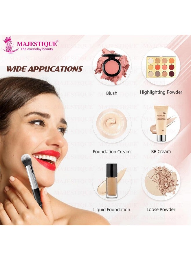 Majestique Powder and Concealer Brush Set | Compact Powder Brush, Concealer Blending Brush | Soft and Fluffy Bristles | Perfect for Flawless Makeup - 2Pcs/Black - Image 5