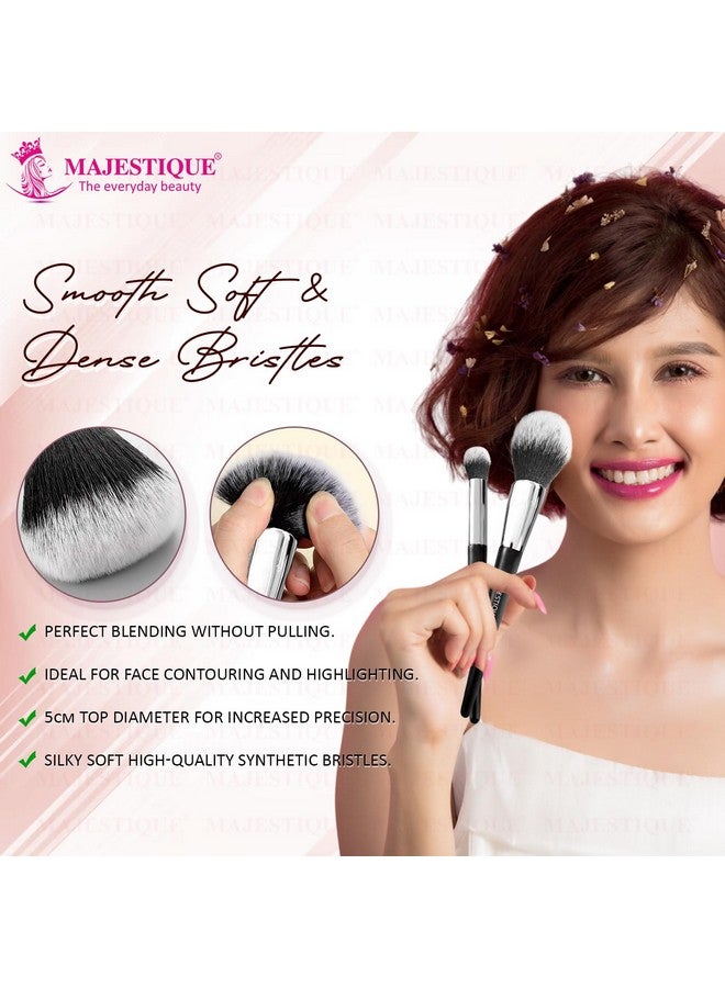 Majestique Powder and Concealer Brush Set | Compact Powder Brush, Concealer Blending Brush | Soft and Fluffy Bristles | Perfect for Flawless Makeup - 2Pcs/Black - Image 4