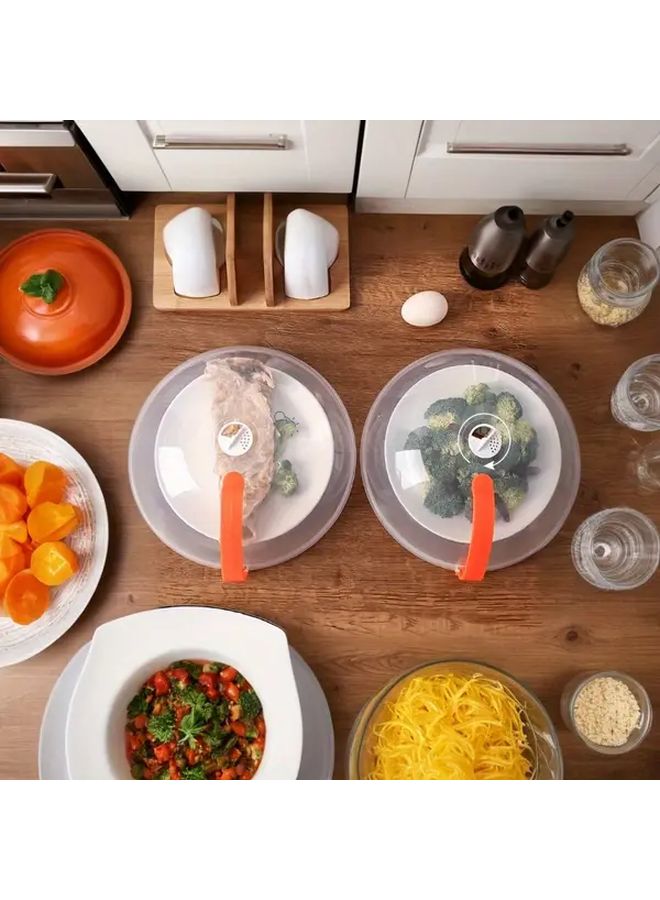 Transparent Microwave Food Cover with Steam Vent and Easy Grip Handle - Image 3