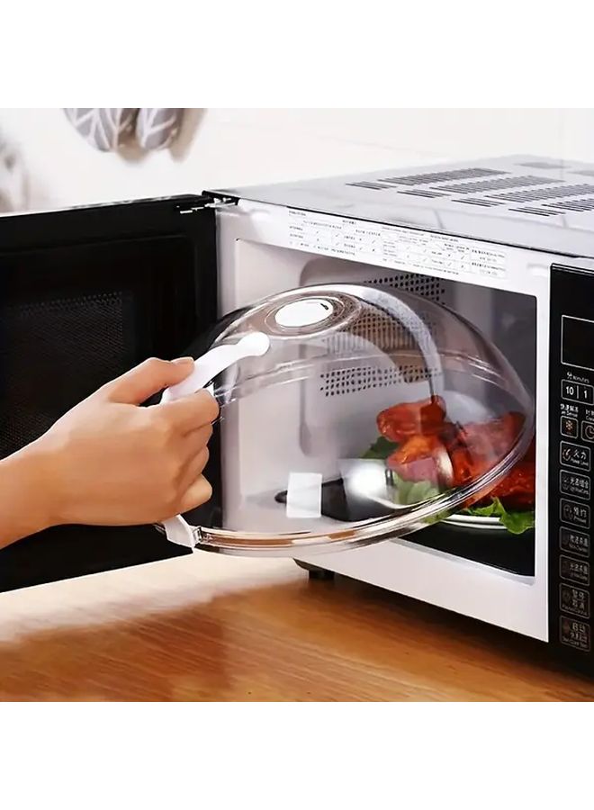 Transparent Microwave Food Cover with Steam Vent and Easy Grip Handle - Image 1