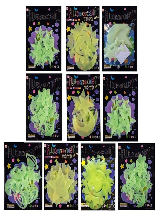 LITTLEMORE - Glow in The Dark Radium Stickers (Set of 3; Assorted Theme) Ideal Birthday Return Gifts for Theme for Kids of All Age Group